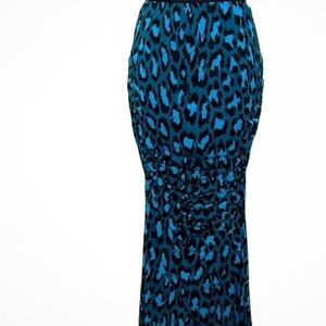 Diane Von Furstenberg Blue Black Pencil Maxi Skirt